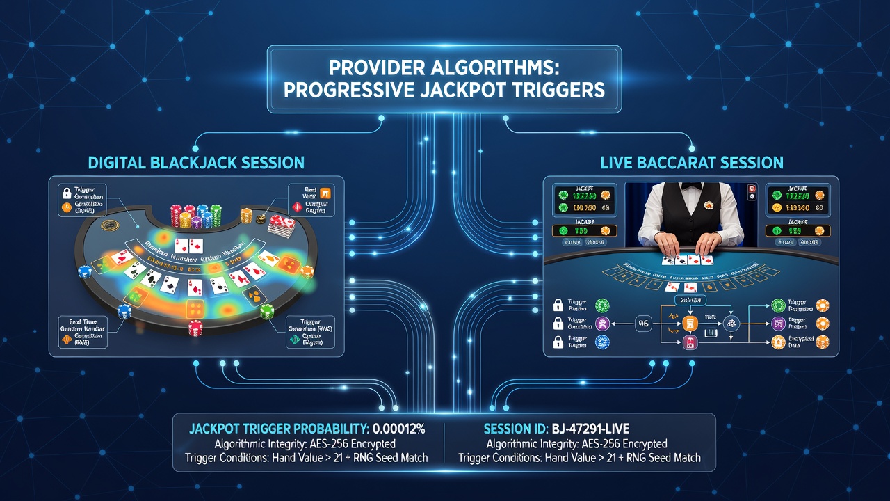 Live baccarat studio interface showing jackpot trigger monitoring